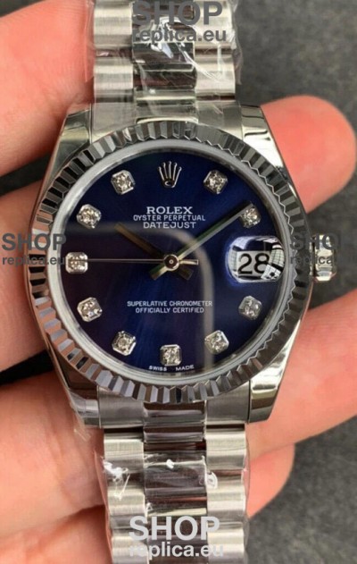 Rolex Datejust 31MM ETA-2671 Movement Swiss Replica in 904L Steel in Blue Dial 