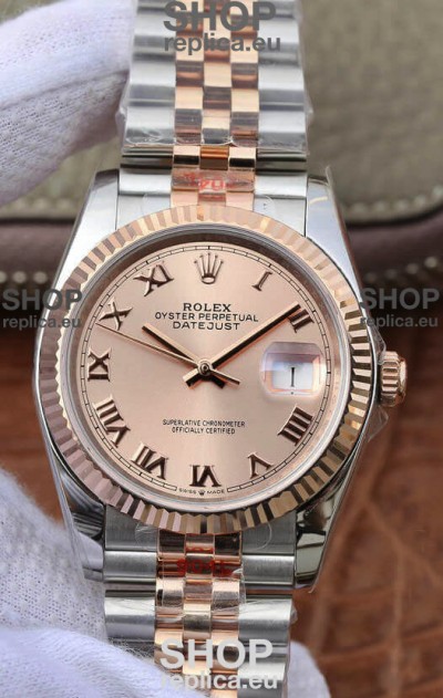Rolex Datejust 36MM ETA-3135 Movement Swiss Replica in 904L Two Tone Champange Dial