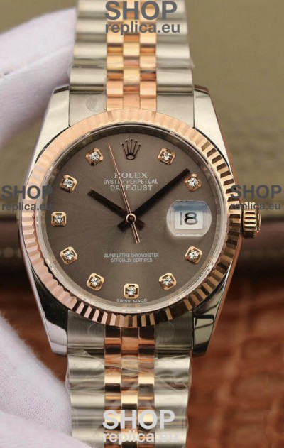 Rolex Datejust 36MM ETA-3135 Movement Swiss Replica in 904L Two Tone Brown Dial