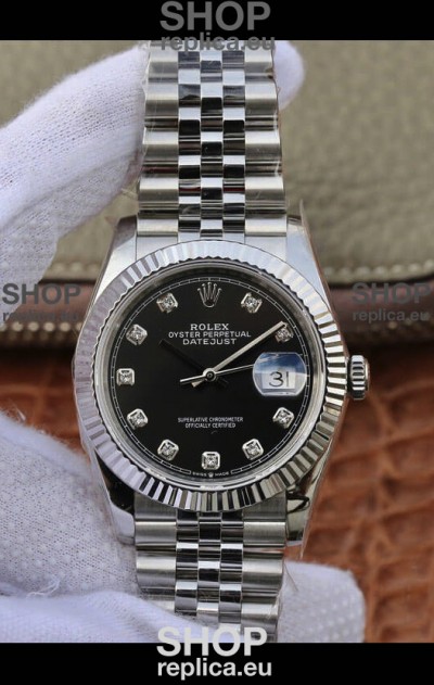 Rolex Datejust 36MM ETA-3135 Movement Swiss Replica in 904L Steel in Navy Blue Dial 