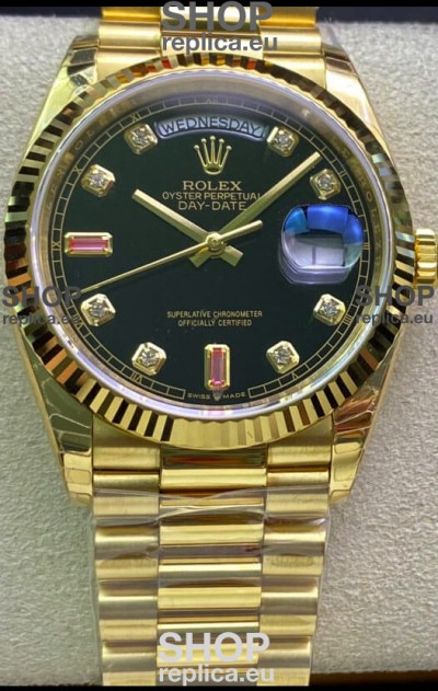 Rolex Day Date 128238 Presidential 18K Yellow Gold Watch 36MM - Black Dial 1:1 Mirror Quality Watch
