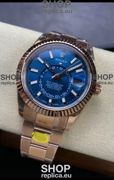 Rolex Sky-Dweller REF# 336935 Blue Dial Watch in Rose Gold 904L Steel Case 1:1 Mirror Replica
