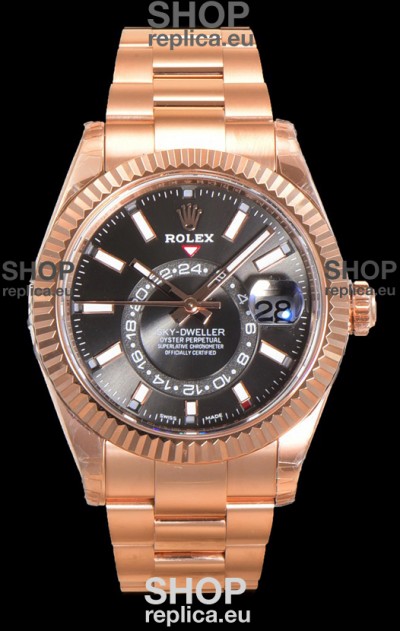 Rolex Sky-Dweller REF# 336235 Slate Dial Watch in Rose Gold 904L Steel Case 1:1 Mirror Replica