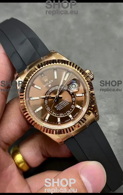 Rolex Sky-Dweller REF# M336235 Brown Dial Rose Gold Watch in 904L Steel Case 1:1 Mirror Replica