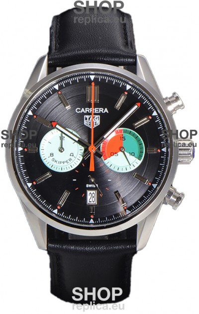 Tag Heuer Carrera Carrera Skipper 39 Chronograph Swiss Quartz Replica Watch Black Dial 