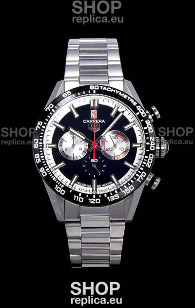 Tag Heuer Carrera Swiss Quartz Movement Replica Watch in Black Dial - Stainless Steel Strap