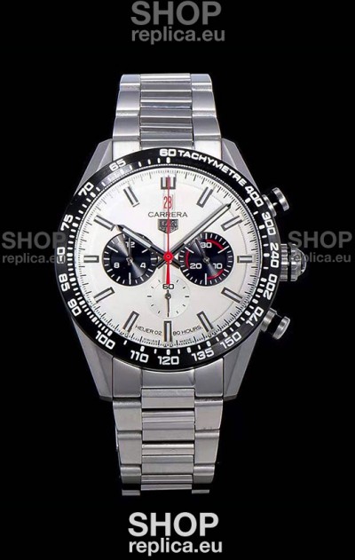 Tag Heuer Carrera Swiss Quartz Movement Replica Watch in White Dial - Stainless Steel Strap