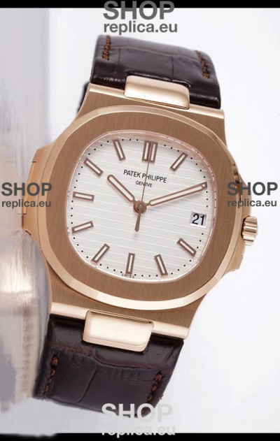 Patek Philippe Nautilus 5711/1R 1 1:1 Mirror Replica Watch in White Dial Rose Gold