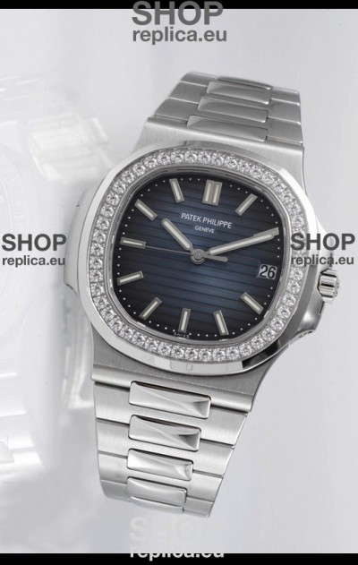 Patek Philippe Nautilus 5711 Swiss Replica Watch - 1:1 Mirror Quality with Diamonds Bezel