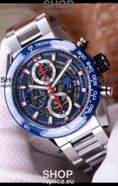 Tag Heuer Carrera Heuer 01 Swiss Replica Watch in Blue Dial/Bezel
