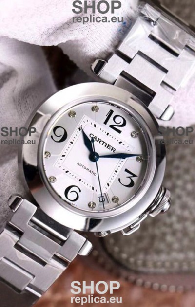 Pasha De Cartier 1:1 Mirror Quality Automatic Swiss Replica Watch 32MM - Steel Dial