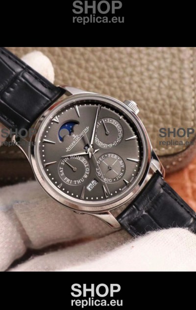 Jaeger LeCoultre Master Ultra-Thin Perpetual Calendar Grey Dial Swiss Replica Watch 