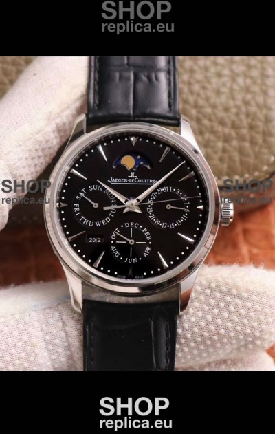 Jaeger LeCoultre Master Ultra-Thin Perpetual Calendar Black Dial Swiss Replica Watch 