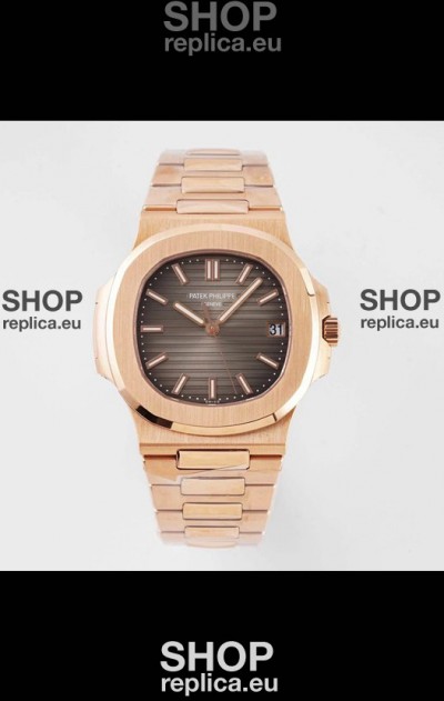 Patek Philippe Nautilus 5711/1R-001 1:1 Mirror Replica in 904L Steel Rose Gold Brown Dial