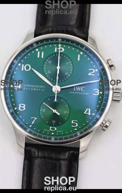 IWC Portuguese Chronograph Swiss Replica Watch in Steel Case - 1:1 Mirror Replica Edition