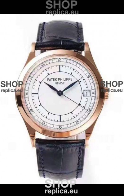 Patek Philippe Calatrava 5296 Sector Dial 1:1 Mirror Swiss Replica Watch Rose Gold Casing