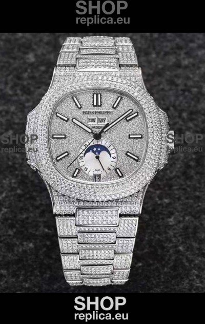 Patek Philippe Nautilus 5726A 1:1 Mirror Swiss Watch - Diamonds Casing/Dial