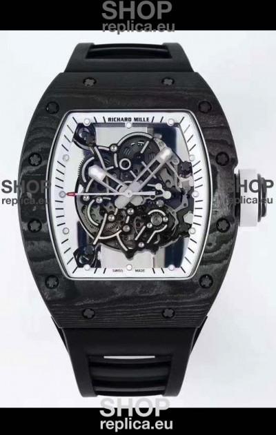 Richard Mille RM055 Forged Carbon Casing 1:1 Mirror Replica Watch in Black Strap 
