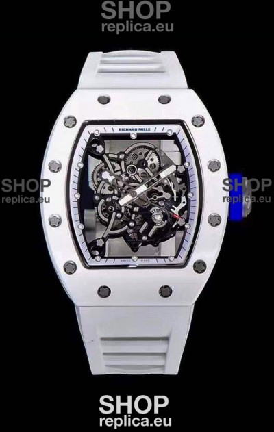 Richard Mille RM055 Ceramic Casing 1:1 Mirror Replica Watch in White Strap 