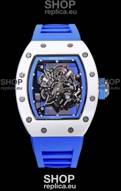 Richard Mille RM055 Ceramic Casing 1:1 Mirror Replica Watch in Blue Strap 