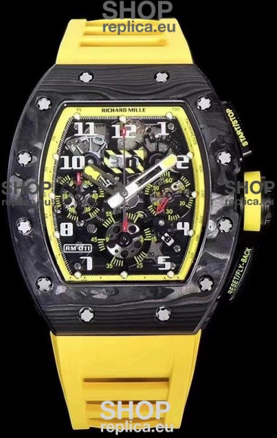 Richard Mille RM011 Felipe Massa 1:1 Mirror Quality One Piece Black Forged Carbon Case Watch