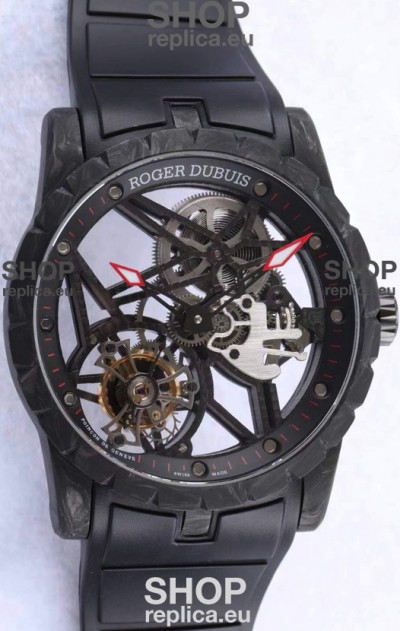 Roger Dubuis Excalibur Spider Flying Tourbillon Skeleton Carbon Casing 1:1 Mirror Swiss Watch
