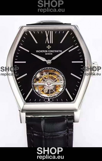 Vacheron Constantin Malte Tourbillon 1:1 Mirror Stainless Steel Swiss Replica Black Dial 