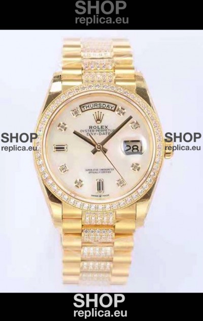 Rolex Day Date Presidential 18K Yellow Gold Watch 36MM - White Pearl Dial 1:1 Mirror Quality Watch