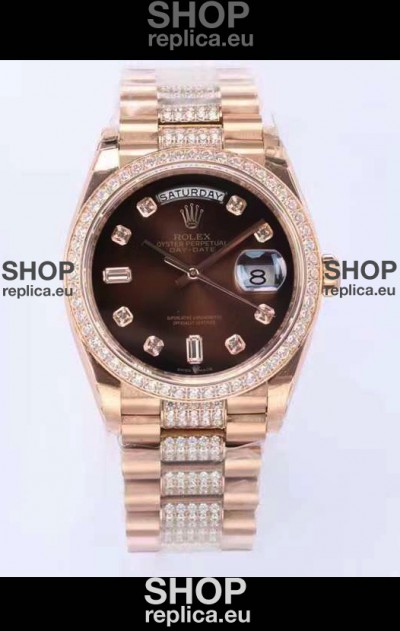 Rolex Day Date Presidential Rose Gold Watch 36MM - Brown Dial 1:1 Mirror Quality Watch