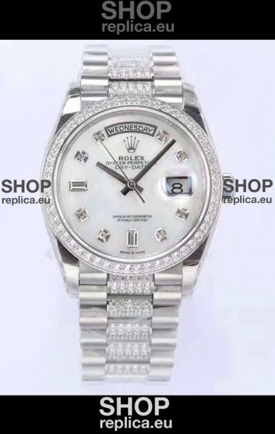 Rolex Day Date Presidential 904L Steel 36MM - White Pearl Dial 1:1 Mirror Quality Watch
