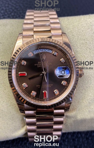 Rolex Day Date 36MM 118235 Rose Gold in Brown Dial 1:1 Mirror Replica Watch
