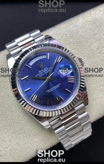 Rolex Day Date M228206-0015 904L Steel 40MM - Blue Dial 1:1 Mirror Replica