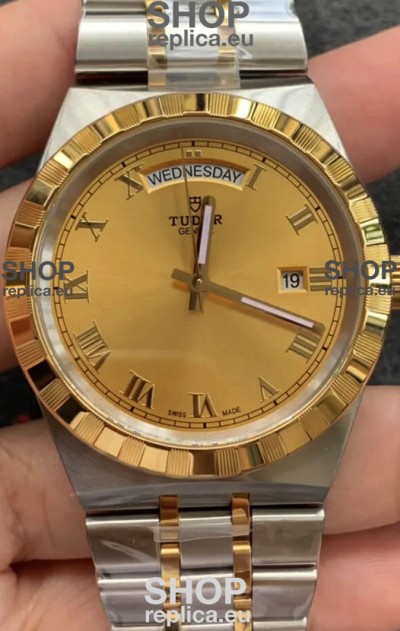 Tudor Royal Edition Watch - 1:1 Mirror Replica in Two Tone Casing - Gold Roman Dial
