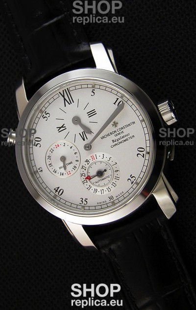 Vacheron Constantin Malte Dual Time Regulator Steel Swiss Replica Watch 