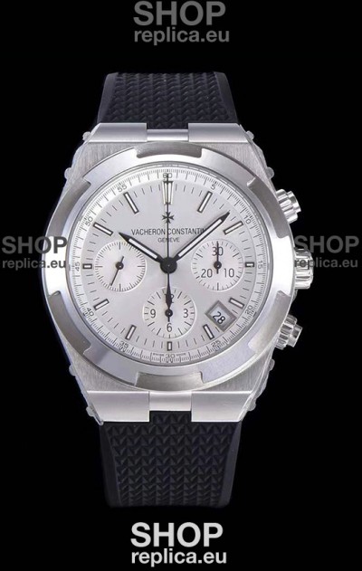 Vacheron Constantin Overseas Chronograph White Dial Swiss Replica Watch - Rubber Strap