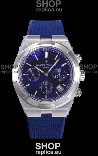 Vacheron Constantin Overseas Chronograph Blue Dial Swiss Replica Watch - Rubber Strap