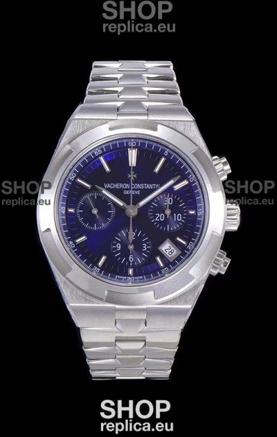 Vacheron Constantin Overseas Chronograph Blue Dial Swiss Replica Watch - Stainless Steel Strap