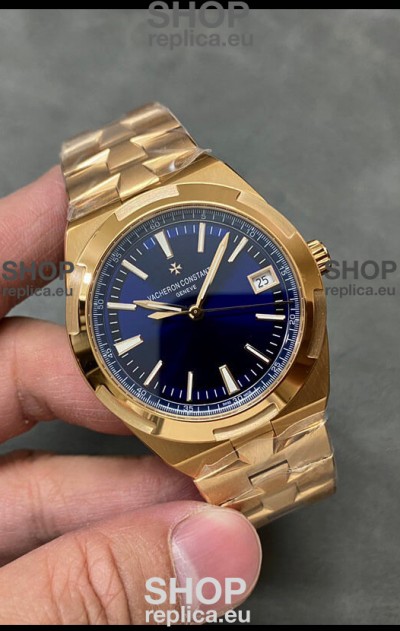 Vacheron Constantin Overseas Rose Gold 1:1 Mirror Replica Watch Blue Dial 