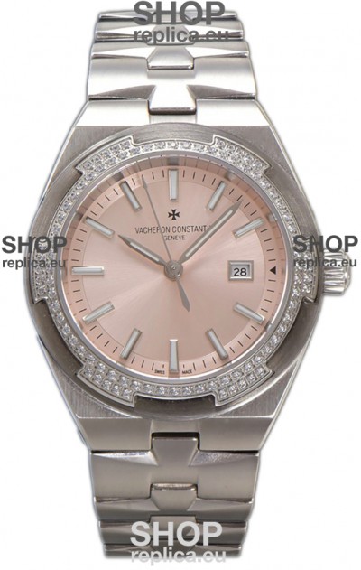 Vacheron Constantin Overseas Steel Casing Pink Dial 35MM Swiss Replica Watch 