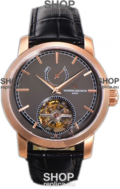 Vacheron Constantin Traditionelle 14-Day Tourbillon Grey Dial Rose Gold 1:1 Mirror Replica Watch 
