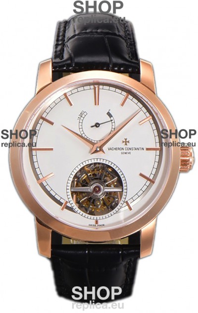 Vacheron Constantin Traditionelle 14-Day Tourbillon White Dial Rose Gold 1:1 Mirror Replica Watch 
