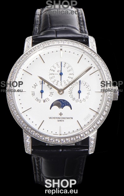 Vacheron Constantin Patrimony Perpetual Calendar Ultra-Thin White Gold White Dial Swiss Replica