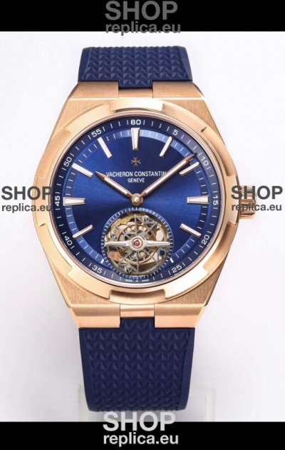 Vacheron Constantin Overseas Tourbillon Rose Gold in Blue Dial Rubber Strap 1:1 Mirror Replica
