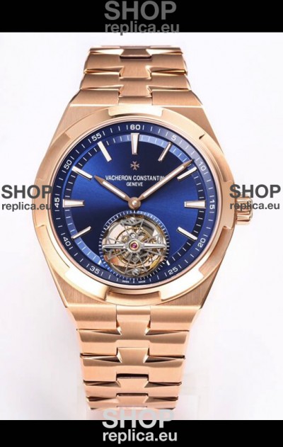 Vacheron Constantin Overseas Tourbillon Rose Gold in Blue Dial Gold Strap 1:1 Mirror Replica