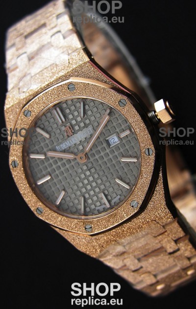 Audemars Piguet Royal Oak Frosted Rose Gold QUARTZ Watch Grey Dial 33MM - 1:1 Mirror Replica 