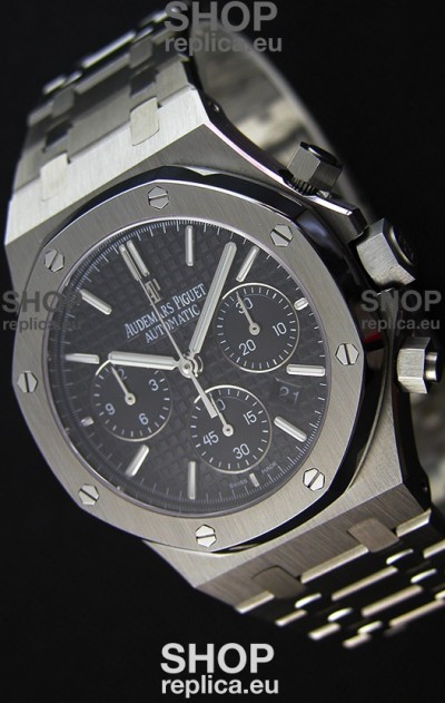 Audemars Piguet Royal Oak Chronograph Black Dial Steel Strap Swiss Replica Watch 