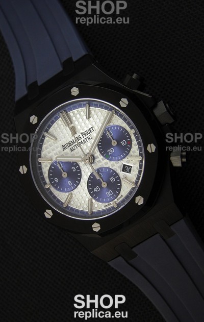 Audemars Piguet Royal Oak Chronograph Silver Toned Dial Blue Subdials Swiss Replica Watch