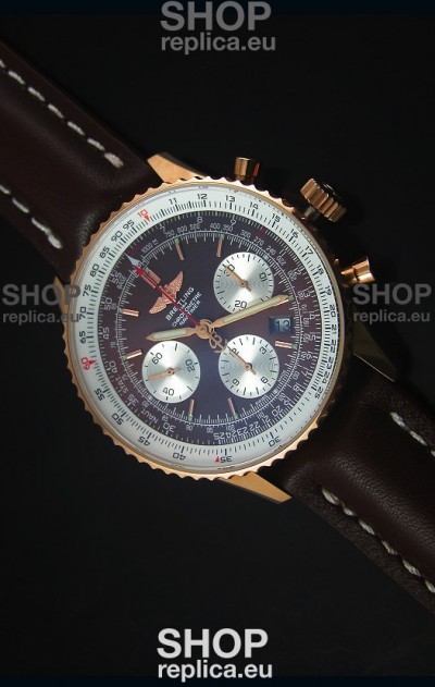 Breitling Navitimer 01 Brown Dial Rose Gold 1:1 Mirror Swiss Replica Watch