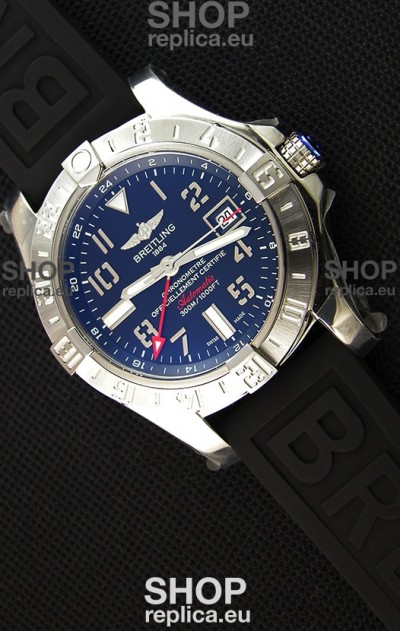 Breitling Avenger II GMT Swiss Replica Watch in Black Dial 1:1 Mirror Replica Version