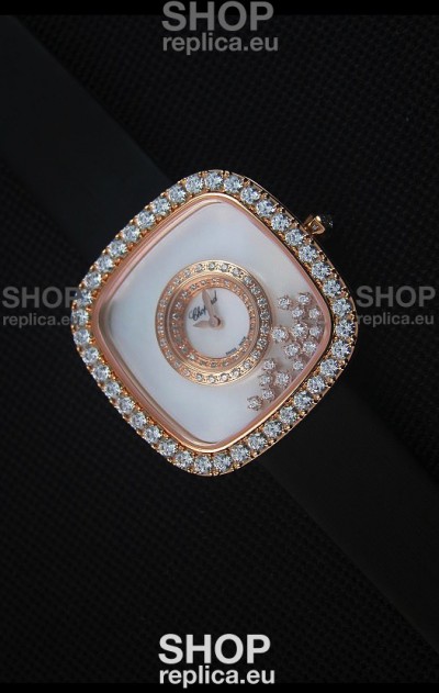 Chopard Happy Diamonds 38MM Black Strap in White Dial